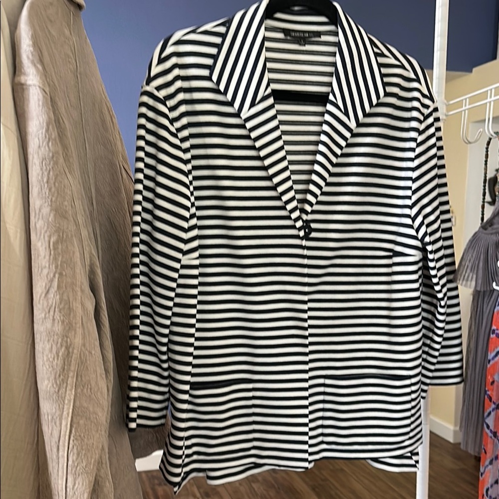 Lafayette 148 New York Navy and White Striped Top